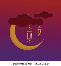 Ramadan Lamp Vector. Islam. Line icon lamp and flat design. Ramadan Lanterns.