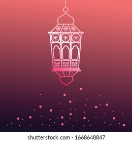 Ramadan Lamp Vector. Islam. Line icon lamp and flat design. Ramadan Lantern.