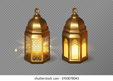 Ramadan Lamp Vector Set  Islam  Realistic  dark gold shining 3d Arabic Lantern illustration   Mubarak Night  Ramazan Greeting Design Vector transparent Realistic object  