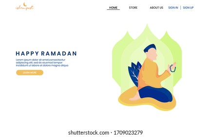 Ramadan landing page, fit for your landing page website, web banner with elegant and minimalist illustration