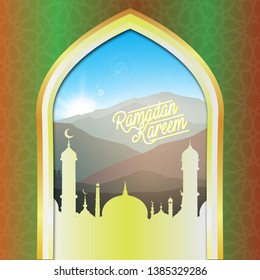 Ramadan landscape background at sunset