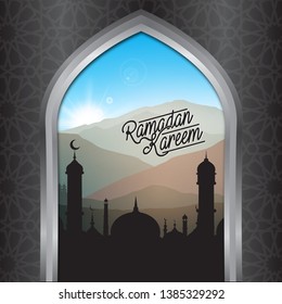 Ramadan landscape background at sunset