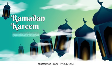 ramadan landscape vector background for banner flyer sosial media post or greeting card
