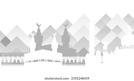 Ramadan landscape vector illustration design. Mosque silhouette. Mosque landscape for illustration, background or ramadan. Eid Al-Fitr event 672
