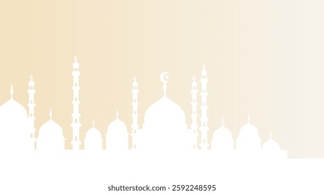Ramadan landscape vector illustration design. Mosque silhouette. Mosque landscape for illustration, background or ramadan. Eid Al-Fitr event 658