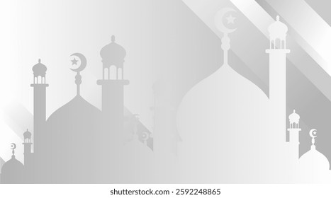 Ramadan landscape vector illustration design. Mosque silhouette. Mosque landscape for illustration, background or ramadan. Eid Al-Fitr event 660