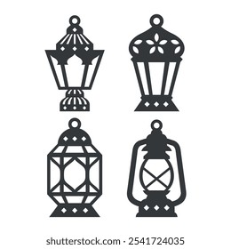 Ramadan lantern cartoon logo vector illustration laser cut design ,Template for cnc cutting , decorative panels of wood and paper