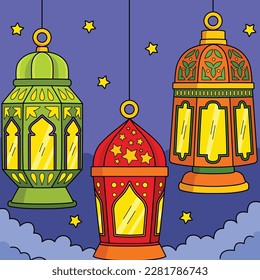 Ramadan Lantern Colored Cartoon Cartoon