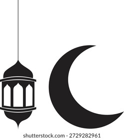 Ícone da lanterna do Ramadã e lua crescente