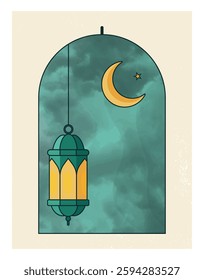 Ramadan Lantern Crescent Moon Night