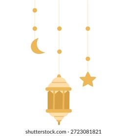 Lanterna Ramadã com Lua Crescente e Estrela