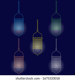 Ramadan Lantern Design in Set for Creative Concept of  Islamic Celebration.