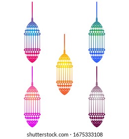 Ramadan Lantern Design in Set for Creative Concept of  Islamic Celebration.