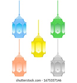 Ramadan Lantern Design in Set for Creative Concept of  Islamic Celebration.