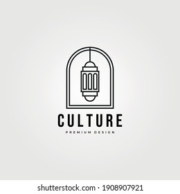 ramadan lantern emblem logo vector line art minimal symbol illustration design