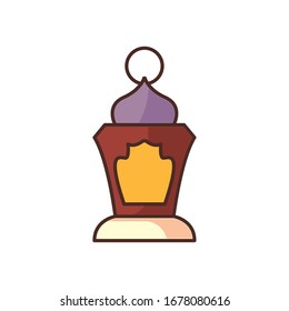 Ramadan lantern fill style icon design, Islamic muslim religion culture belief religious faith god spiritual meditation and traditional theme Vector illustration
