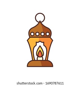 Ramadan lantern fill style icon design, Islamic muslim religion culture belief religious faith god spiritual meditation and traditional theme Vector illustration