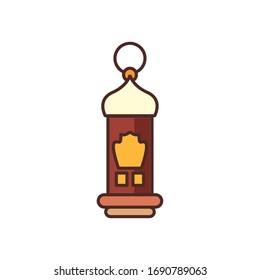 Ramadan lantern fill style icon design, Islamic muslim religion culture belief religious faith god spiritual meditation and traditional theme Vector illustration