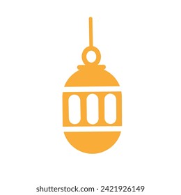 Ramadan lantern flat icon in gold yellow color on white background, and editable 