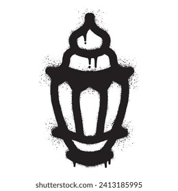 Ramadan lantern graffiti drawn with black spray paint