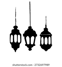 Ilustración de doodle dibujado a mano de linterna de Ramadán. Boceto de lámpara fanous árabe tradicional para decoración navideña islámica. Elemento de linterna colgante artesanal aislado.

