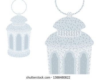 Ramadan lantern, hanging traditional arabic lamps vector illustration