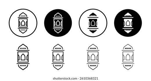 Ramadan lantern icon Black and white outline vector