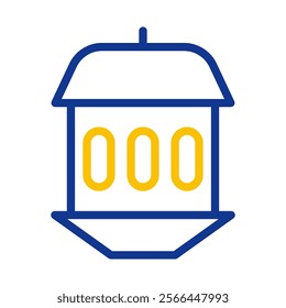 Ramadan lantern icon with blue and yellow color. Concept of Ramadan, Islam, and celebration.