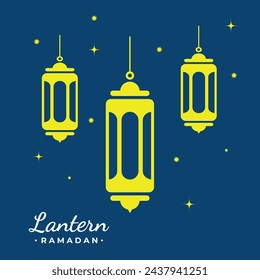 Ramadan lantern icon design in blue and yellow combination