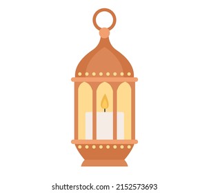 Icono de linterna de Ramadán. Saludando a Eid Mubarak. Ramadan Kareem. Ilustración plana del vector 
