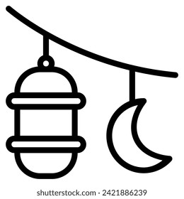 icono de linterna de ramadán con estilo de contorno. Adecuado para el diseño de sitios web, logotipo, aplicación e interfaz de usuario. En función del tamaño del icono en general, se puede reducir.