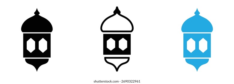 Ramadan lantern icon set isolated on white background, representing tradition, culture, and celebration.Elegant Ramadan lanterns for festive Muslim celebrations,