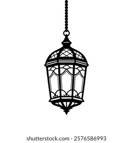 Ramadan lantern icon symbol logo, islamic lantern, hanging lamp design vector illustration