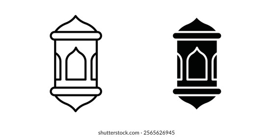 Ramadan lantern icons in black and white colors