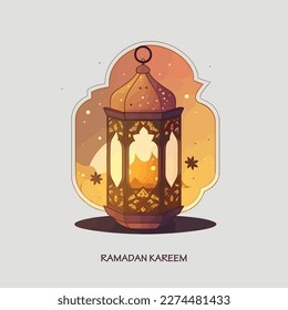 Ramadan lantern in islamic style, illustration background