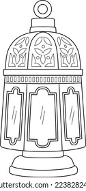 Ramadan Lantern Isolated Coloring Page for Kids