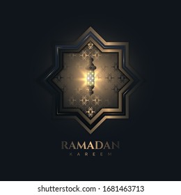Ramadan with lantern lamp on the pattern background. Ramadan with star window background 