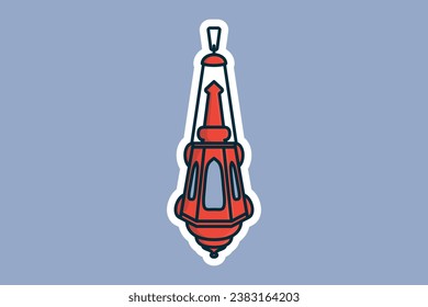 Ramadan Lantern Lamp Sticker vector icon illustration. Ramadan icon design concept. Lantern Lamp sticker design logo with shadow.