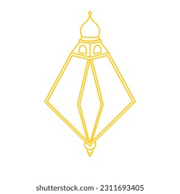 ramadan lantern line art gold illustration