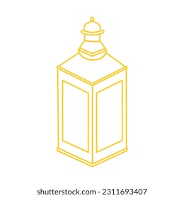 ramadan lantern line art gold illustration
