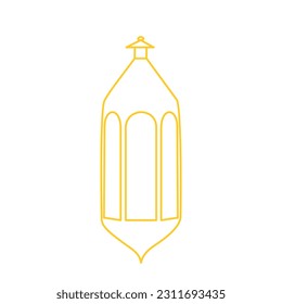 ramadan lantern line art gold illustration