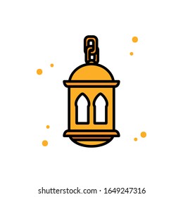 Ramadan lantern line and fill style icon design, Islamic muslim religion culture belief religious faith god spiritual meditation and traditional theme Vector illustration