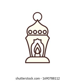Ramadan lantern line style icon design, Islamic muslim religion culture belief religious faith god spiritual meditation and traditional theme Vector illustration
