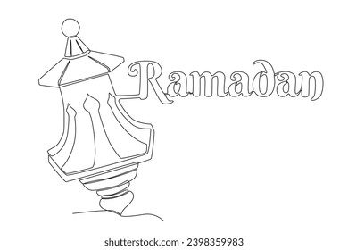 A Ramadan lantern. Ramadan one-line drawing