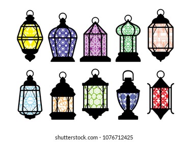 Ramadan Lantern Pattern Colors Yellow Vector Illustration