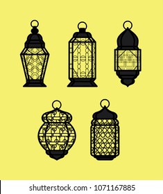 Ramadan Lantern Pattern Geometric Set Vector Illustration