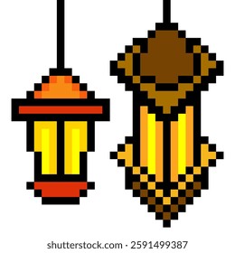 Ramadan lantern in pixel art