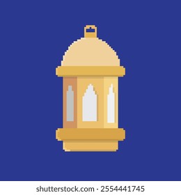 Ramadan lantern pixel art, vector illustration on isolated background.