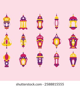 Ramadan Lantern Set collection, colorful, eid al fitr, eid adha, muslim
