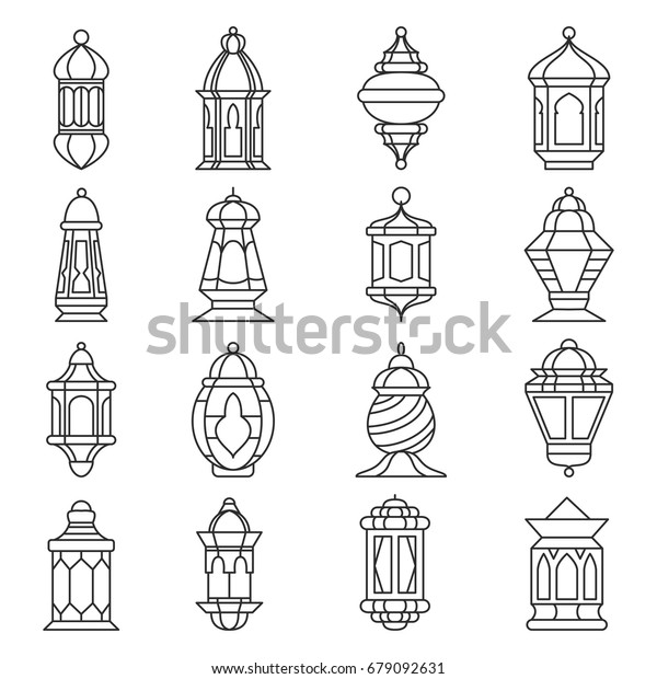 Ramadan Lantern Set Islamic Lamp Light Stock Vector Royalty Free 679092631